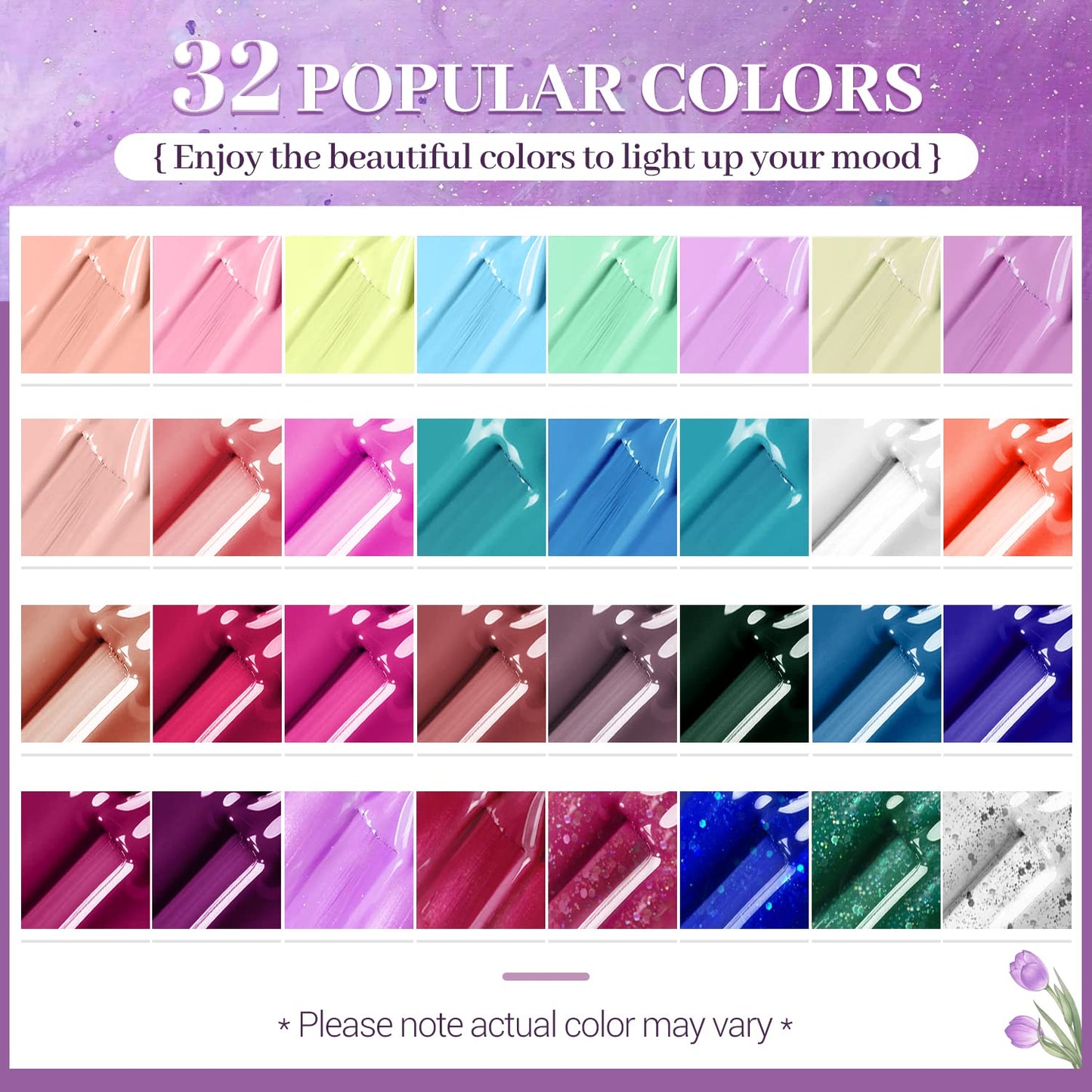 60-Piece Gel Nail Polish Starter Kit | UV Light, 55 Colors, Easy Application