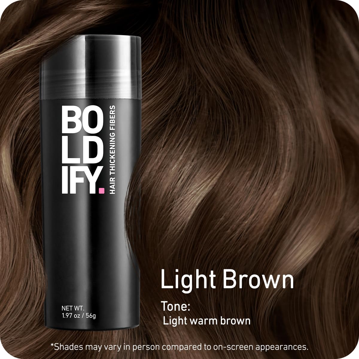 Boldify Hair Fibers 28g | Fill Thinning Hair | Light Brown | For Men & Women
