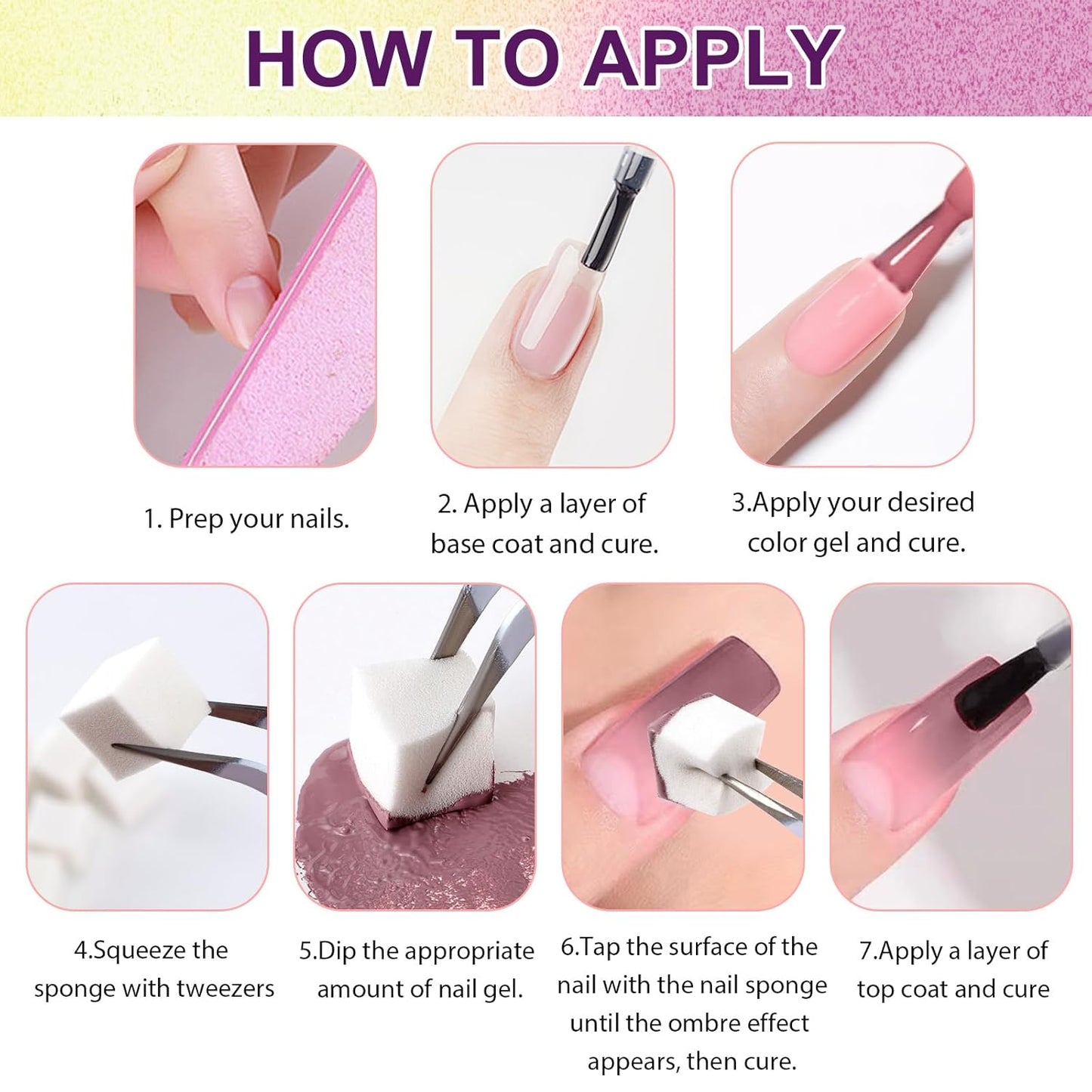Gradient Painting Gel, 9 Bright Colors Ombre Gel Nail Polish Light Blue Pink Pigment Pat Nails Aura Nails French Manicure Soak Off UV Long-lasting No-wipe Home Salon DIY Nail Art ChromaGlow