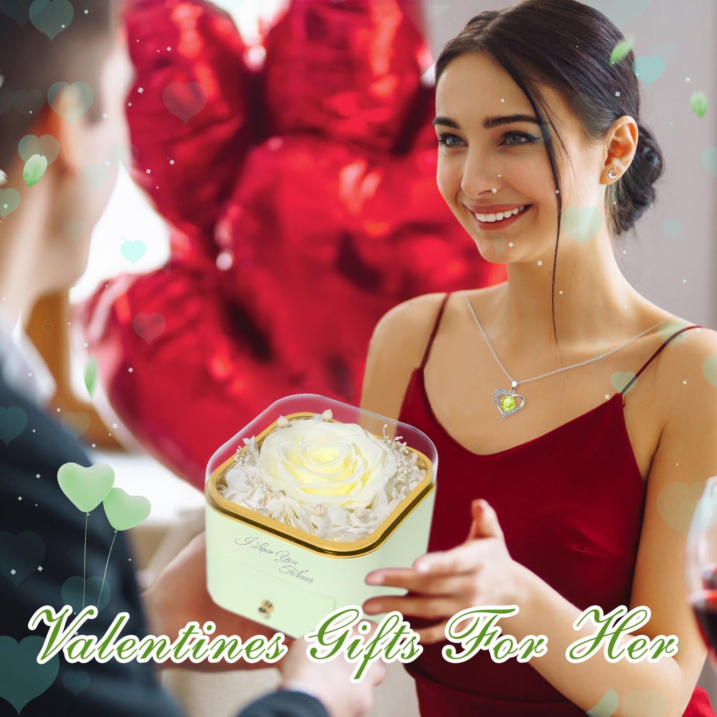 Beferr Valentines Day Gifts for Her Preserved Real Rose with Necklace Eternal Roses Forever Flowers for Delivery Prime Mothers Anniversary Birthday Gifts for Women Mom Grandma Wife Daughter Girlfriend