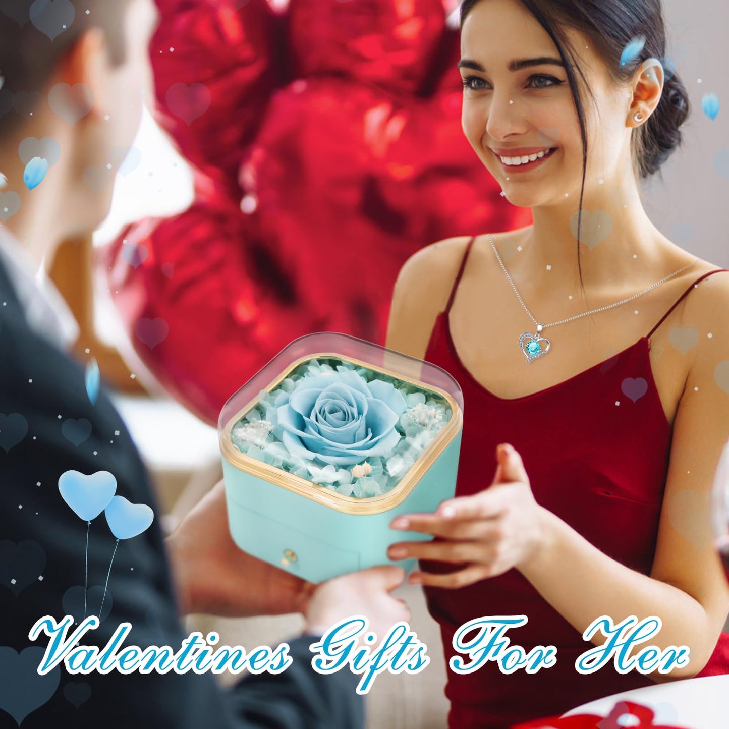 Beferr Valentines Day Gifts for Her Preserved Real Rose with Necklace Eternal Roses Forever Flowers for Delivery Prime Mothers Anniversary Birthday Gifts for Women Mom Grandma Wife Daughter Girlfriend