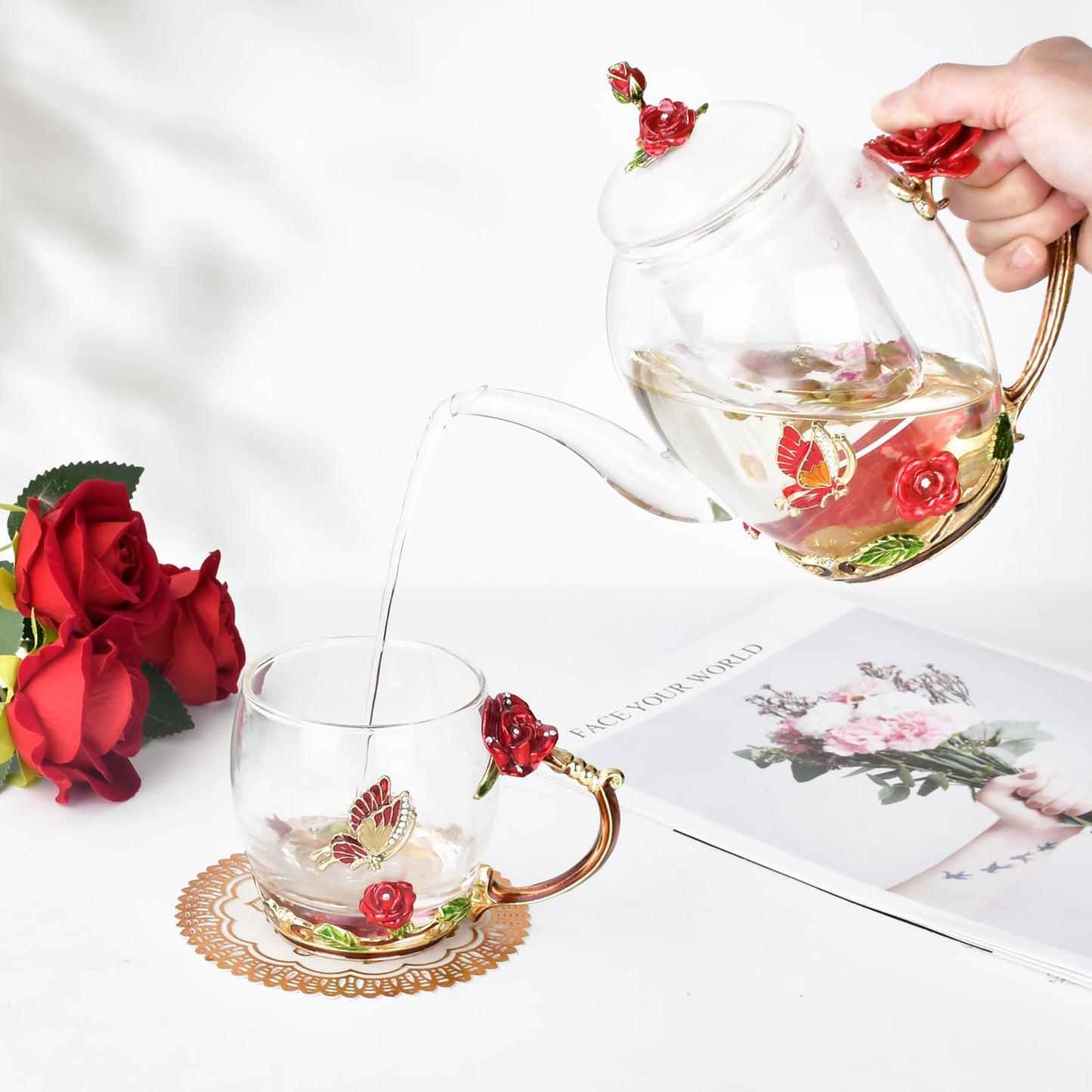 OEAGO Gifts for Mom Women Valentines Day Gifts for Her Glass Coffee Enamels Mug Best Birthday Valentine's for Girlfriend Wife Mothers Day from Daughter Son Tea Cup Stocking Stuffers Christmas