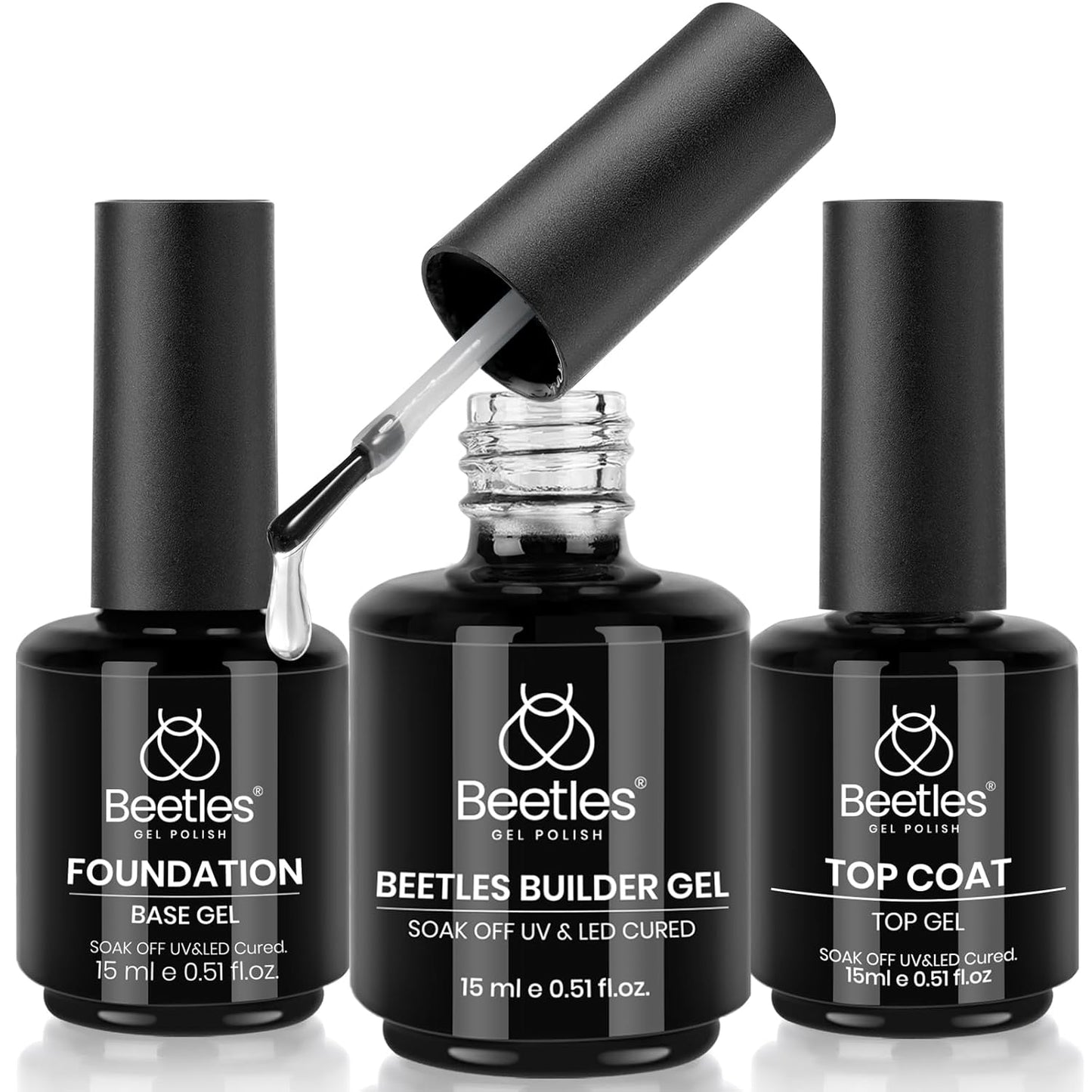 Beetles 4 Pcs Base & Top Coat Gel Kit | Acid-Free Nail Primer Set for Women