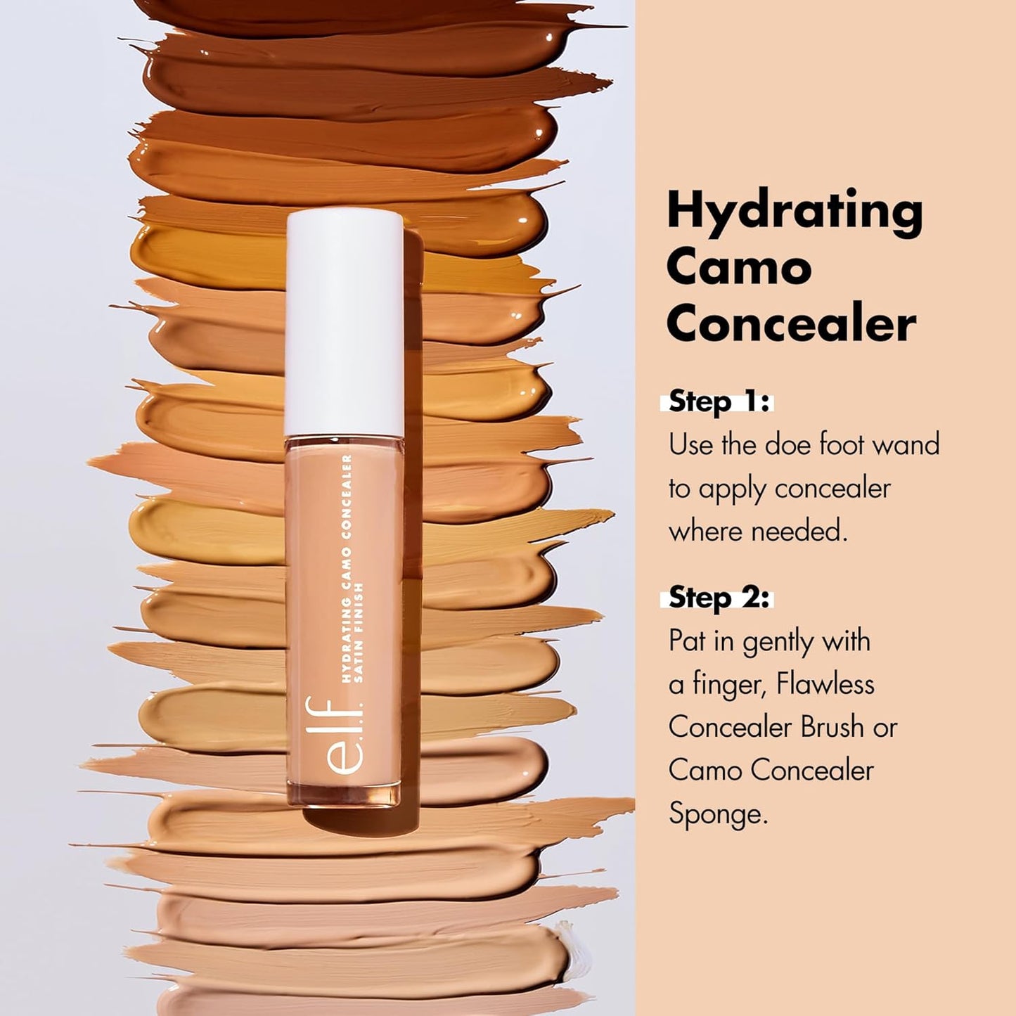 e.l.f. Hydrating Camo Concealer | Full-Coverage, Satin Finish | Vegan, Deep Cinnamon