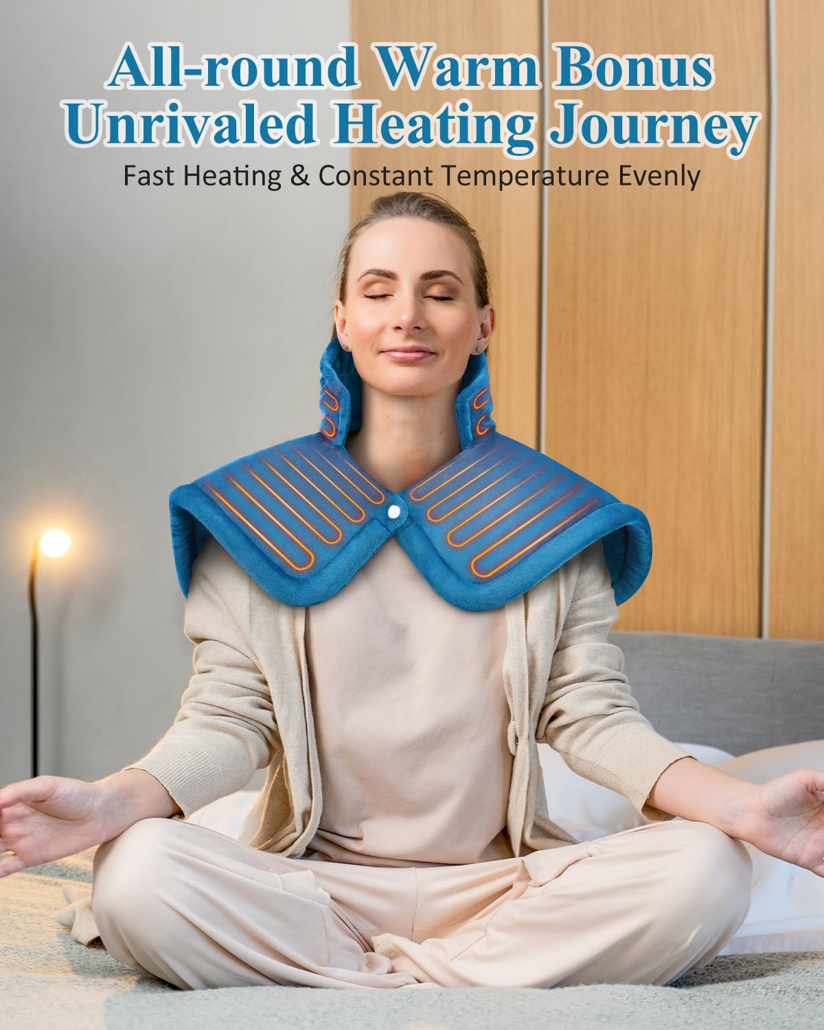 Heating Pad for Neck Shoulders Back, Valentines Day Gifts for Him Her Men Women Mom Dad, Weighted Electric Heated Wrap 6 Heat Settings 4 Timers Auto Off, Birthday Anniversary Retirement Gifts, Blue