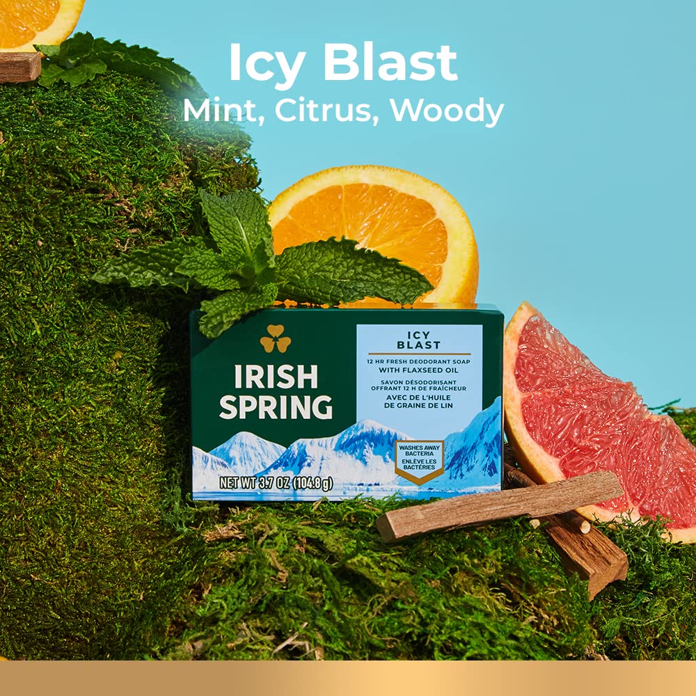 Irish Spring Icy Blast Bar Soap | Fresh & Clean for Men | 24 Pack, 3.7 Oz