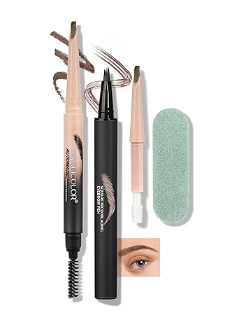 Microblading Eyebrow Pen,Natural Brows Pen,Easy To Color,Long Lasting,Quick Drying,Natural Shaping Outlining Filling Makeup (03 Gray Brown)