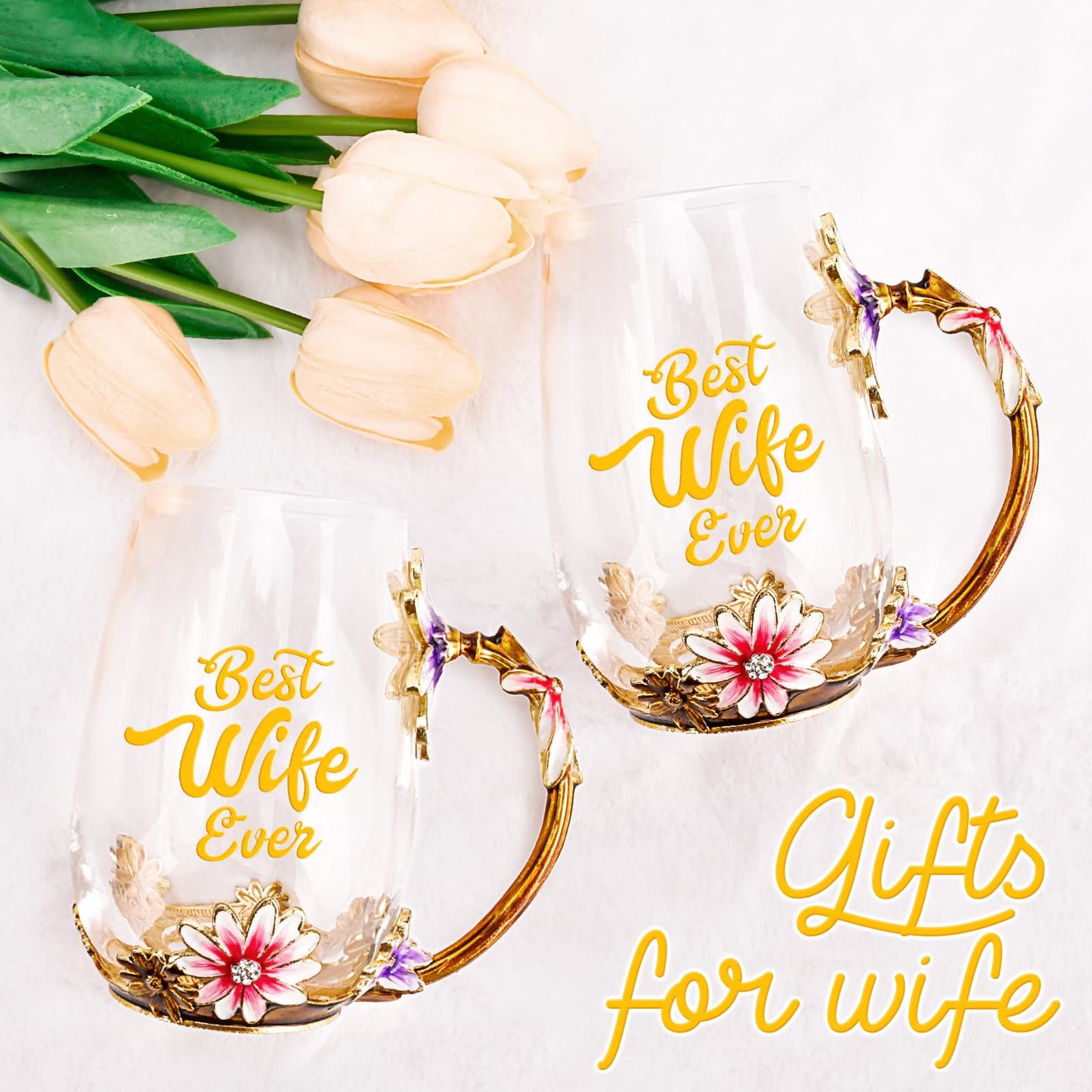 OEAGO Gifts for Mom Women Valentines Day Gifts for Her Glass Coffee Enamels Mug Best Birthday Valentine's for Girlfriend Wife Mothers Day from Daughter Son Tea Cup Stocking Stuffers Christmas