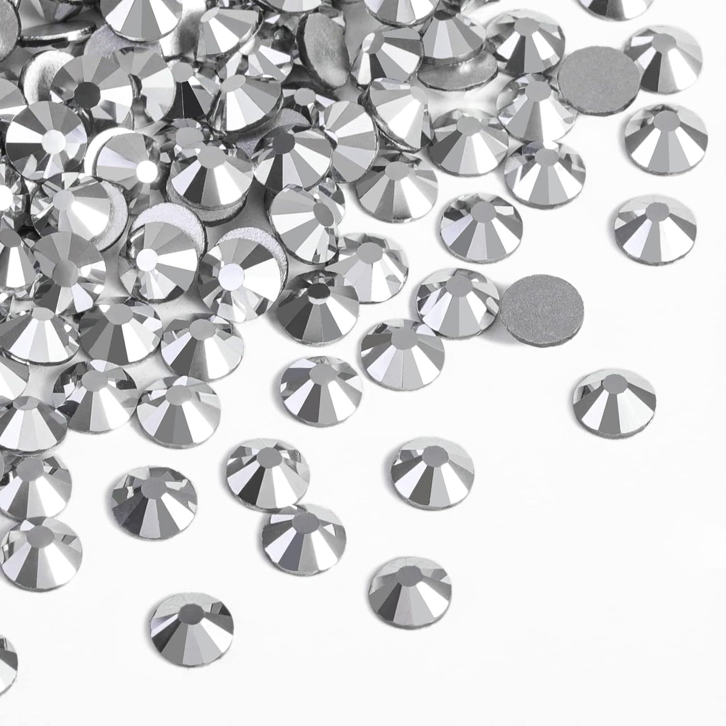 beadsland Flat Back Crystal Rhinestones Round Gems for Nail Art and Craft Glue Fix,Silver Hematite (2.7-2.8mm) SS10/1440pcs