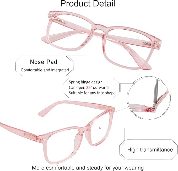 YEIN Bifocal Reading Glasses with Blue Light Blocking Lenses, Bifocal Reader for Women, Vintage Square frame with Spring Hinge (+1.00/+4.00 magnification)