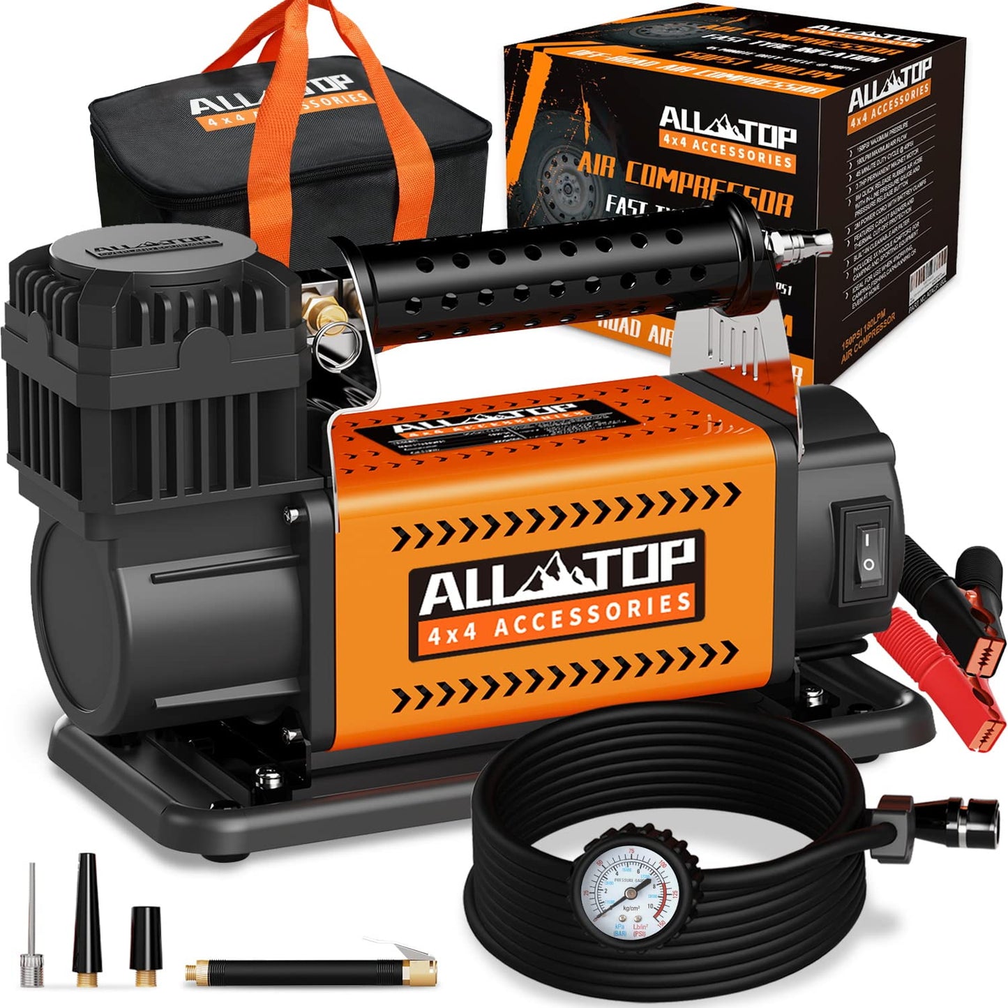 ALL-TOP Air Compressor Kit, 12V Portable Inflator 7.06CFM, Offroad Air Compressor for Truck ,Air Pump for Car Heavy Duty, Max 150PSI for SUV 4x4 Vehicle RV Tire