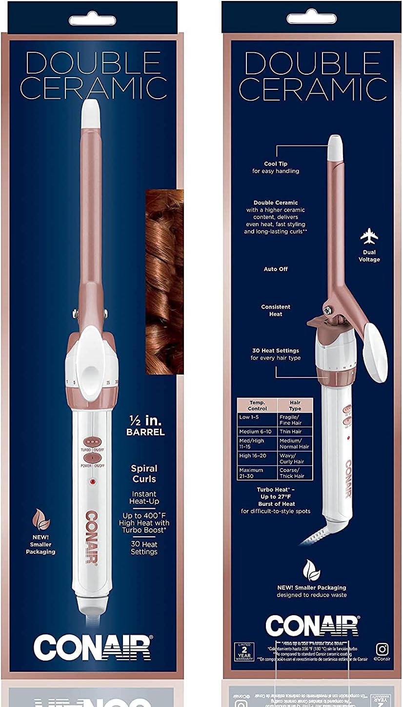 Conair Double Ceramic 1-Inch Curling Iron | Classic Curls for All Hair Lengths
