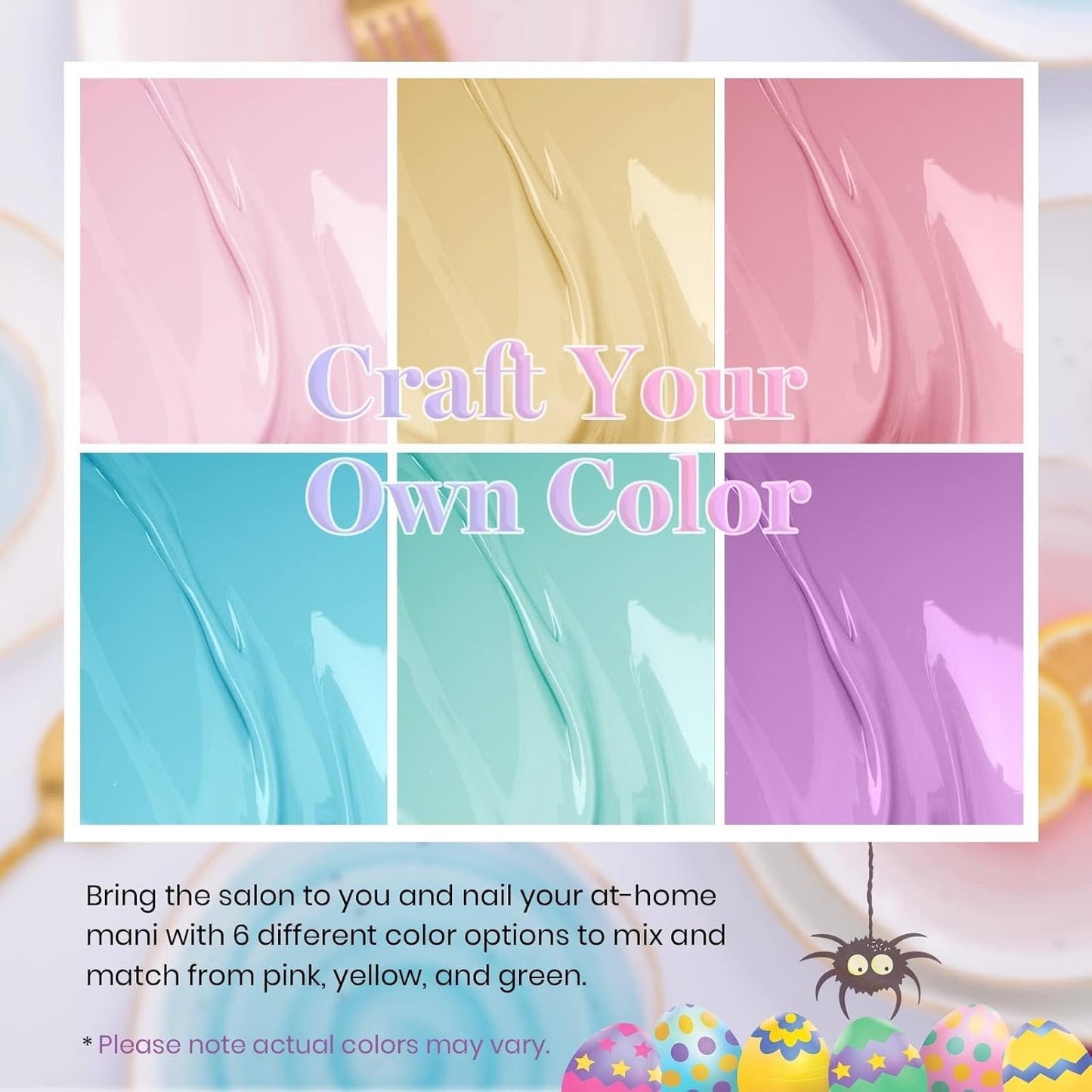 Beetles Pastel Gel Polish Set - 6 Colors Pink Yellow Blue Green Purple Soak Off Nail UV Lamp Gel Nail Kits Decorations Nail Art Gifts