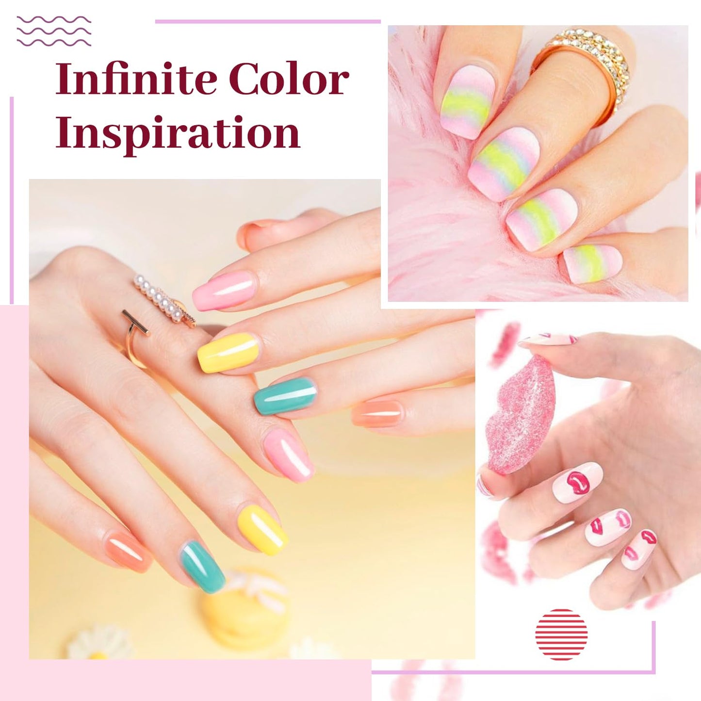 60 PCS Gel Nail Polish Kit | UV Light | Soak-Off Base & Top Coat | For Women