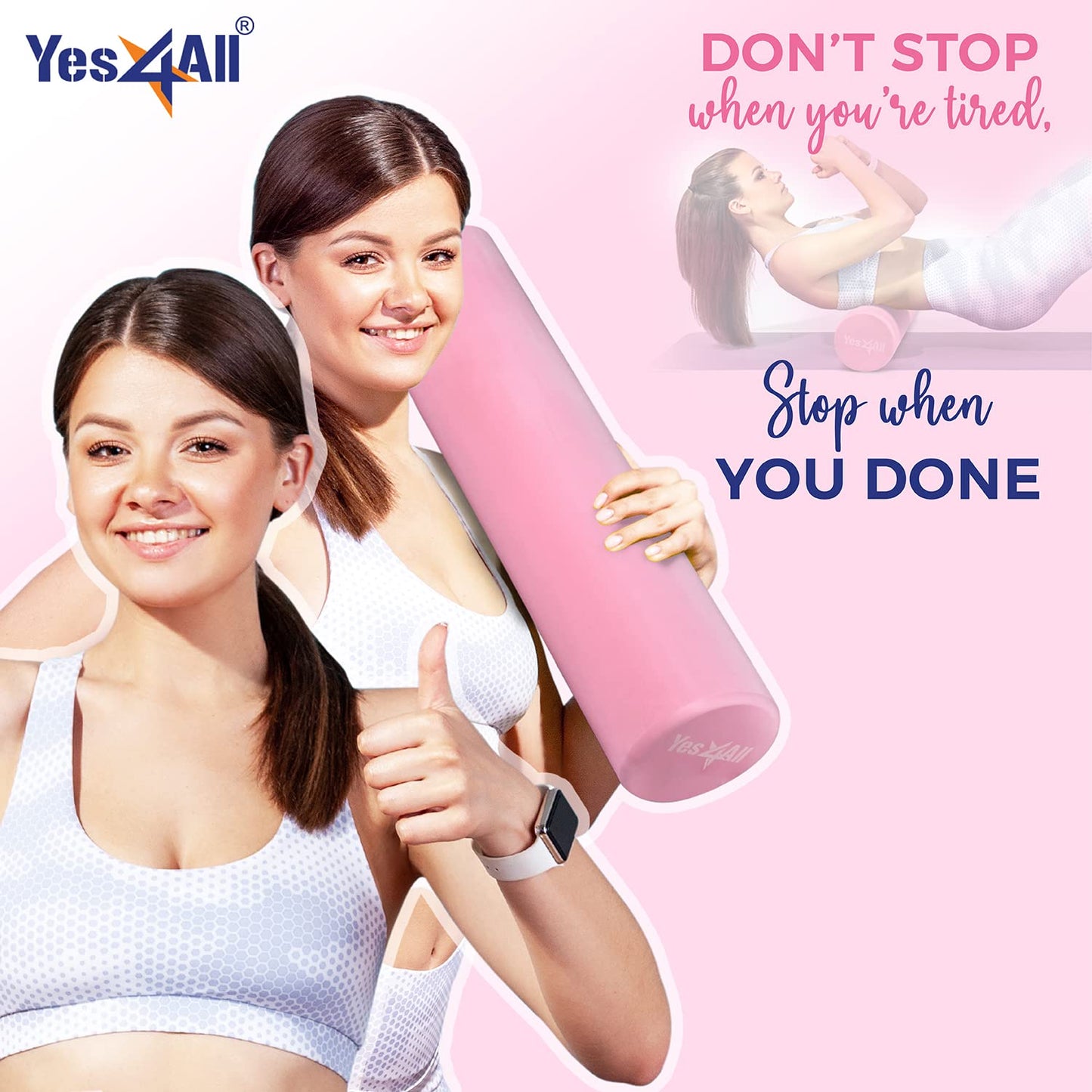 Yes4All EVA Firm Foam Roller for Back - Round Back Roller for Exercise, Yoga & Pilates 12/18/24/36 inch