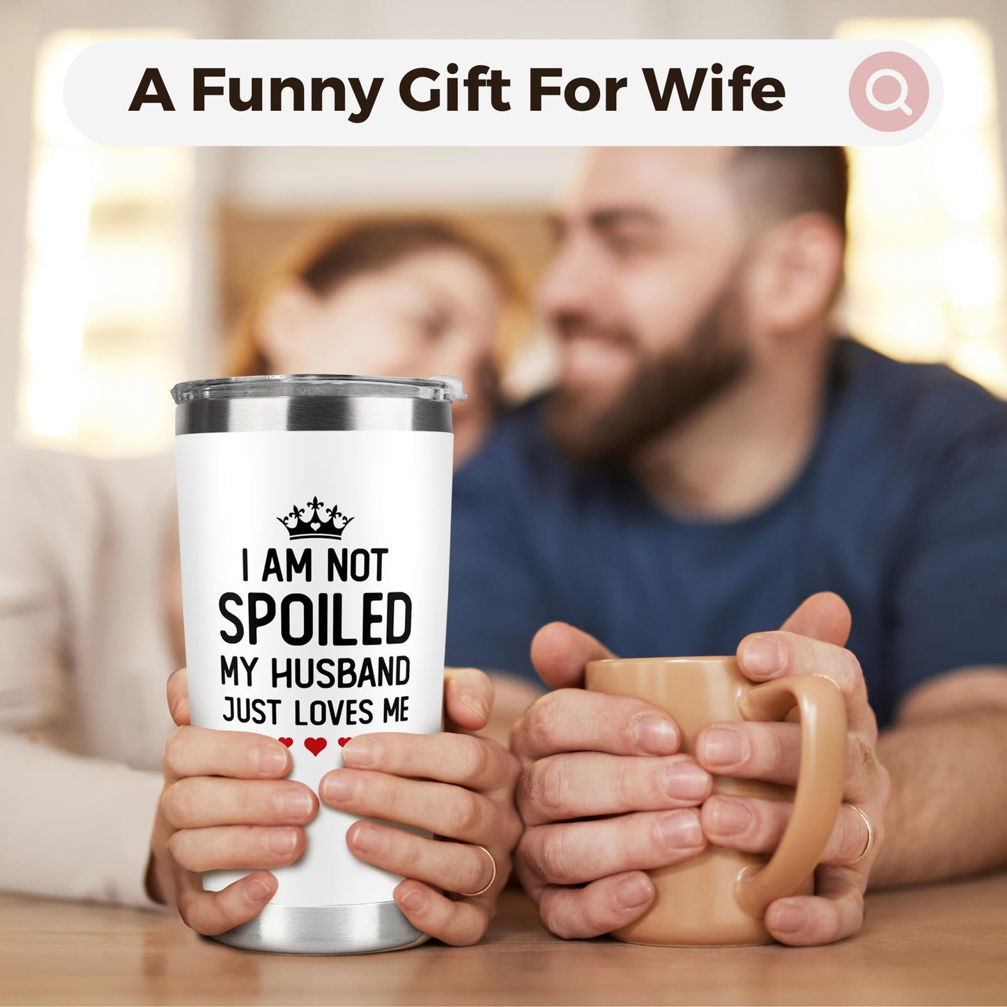 KatAndNat Valentines Day Gifts for Her - Valentines Day Gifts for Wife from Husband - Wedding Anniversary for Women, Birthday, Mothers Day, Christmas Romantic Gift for Wife - 20 Oz White Tumbler