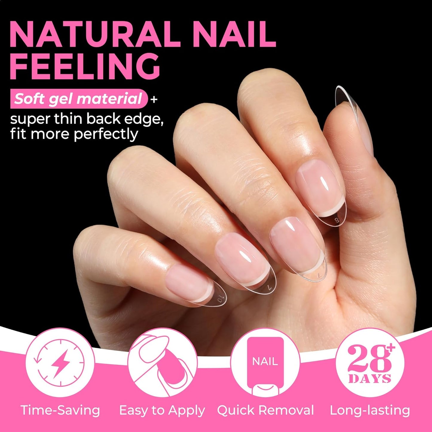 UNA GELLA 216 Pcs Square Toe Nail Tips | Soft Gel Full Cover Press-Ons