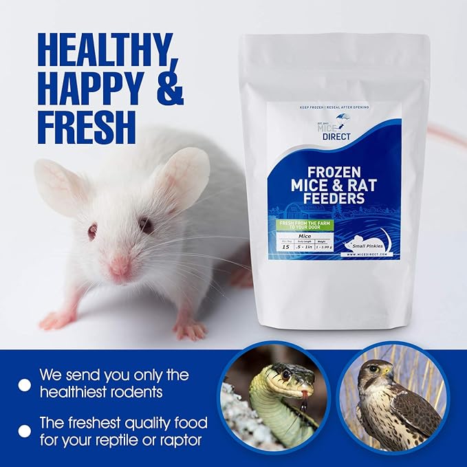 MiceDirect EST. 2003 125 Frozen Mice Weanling Feeders Snake Food for Juvenile Red Tail Boas Ball Python Adult Milk Snakes Corn Sand Boa (2-2.5 in) (1625 Grams Min)