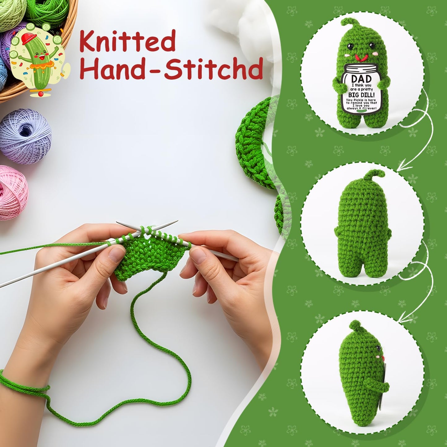 Valentines Day Gifts for Him Her Boyfriend Girlfriend, Handmade Crochet Pickle Valentines Gifts for Wife Husband, I Love You Birthday Gift To My Love Wedding Anniversary Romantic Gift for Couples