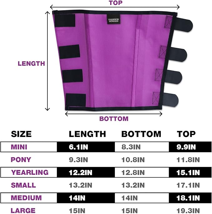 Harrison Howard Loose Fitting Fly Boots UV-Protective Extra Tough Mesh Ventilated Four Fasteners Stay-on Design Protect Horse Legs & Stomp-Reducing Set of 4 Purple Yearling