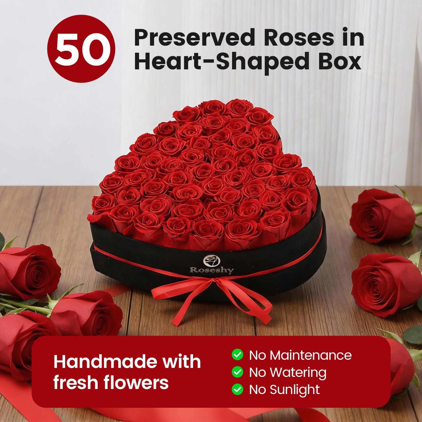 Valentines Day Flowers Roses Gifts for Her,16pcs Red Forever Preserved Roses in Heart Shape Gift Box,Valentines Day Delivery Prime Gifts-Roses Gifts for Women,Mom.