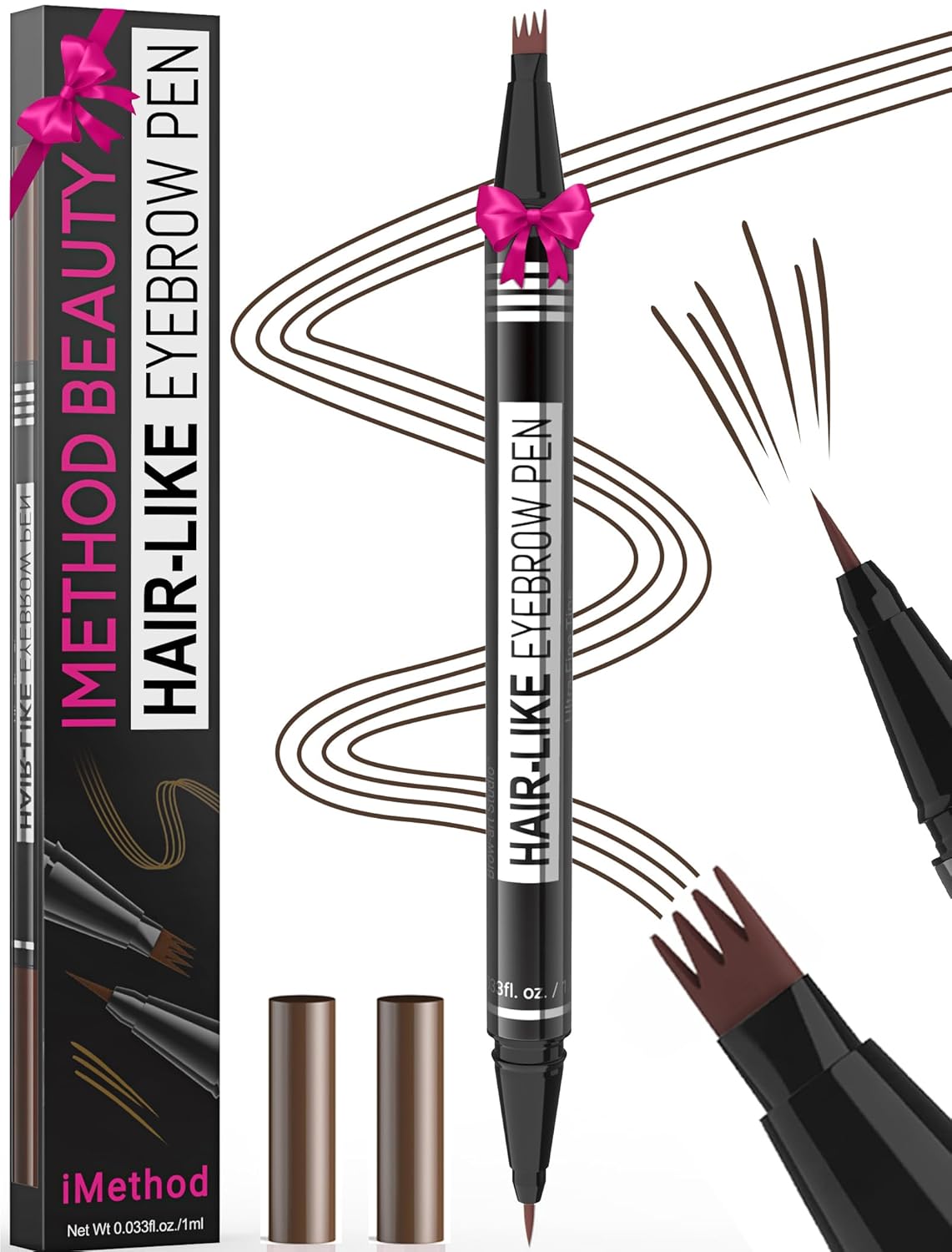 iMethod Microblading Eyebrow Pen | 2-in-1 Dual-Ended Pencil for Women – Black Brown