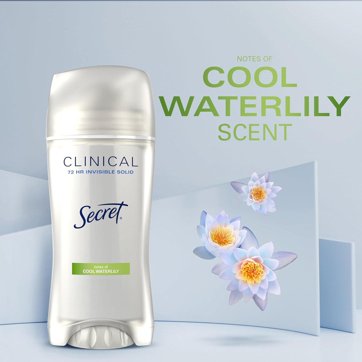 Secret Clinical Strength Antiperspirant Deodorant for Women | 72Hr Sweat & Odor Protection | Cool Waterlily Scent