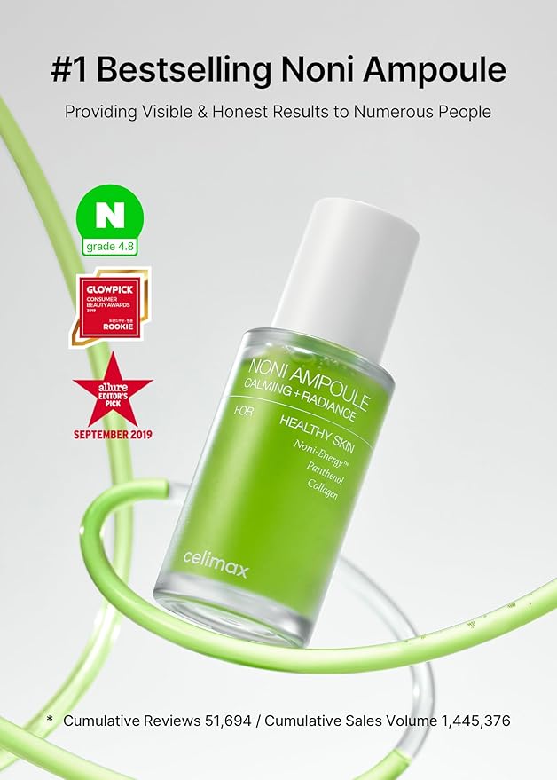celimax Noni Energy Ampoule 30ml | with Noni Extract, Hydrating, Moisturizing & Soothing Serum for Dark Spots & Fine Lines, Anti Aging, Brightening For Face, Facial Astringent