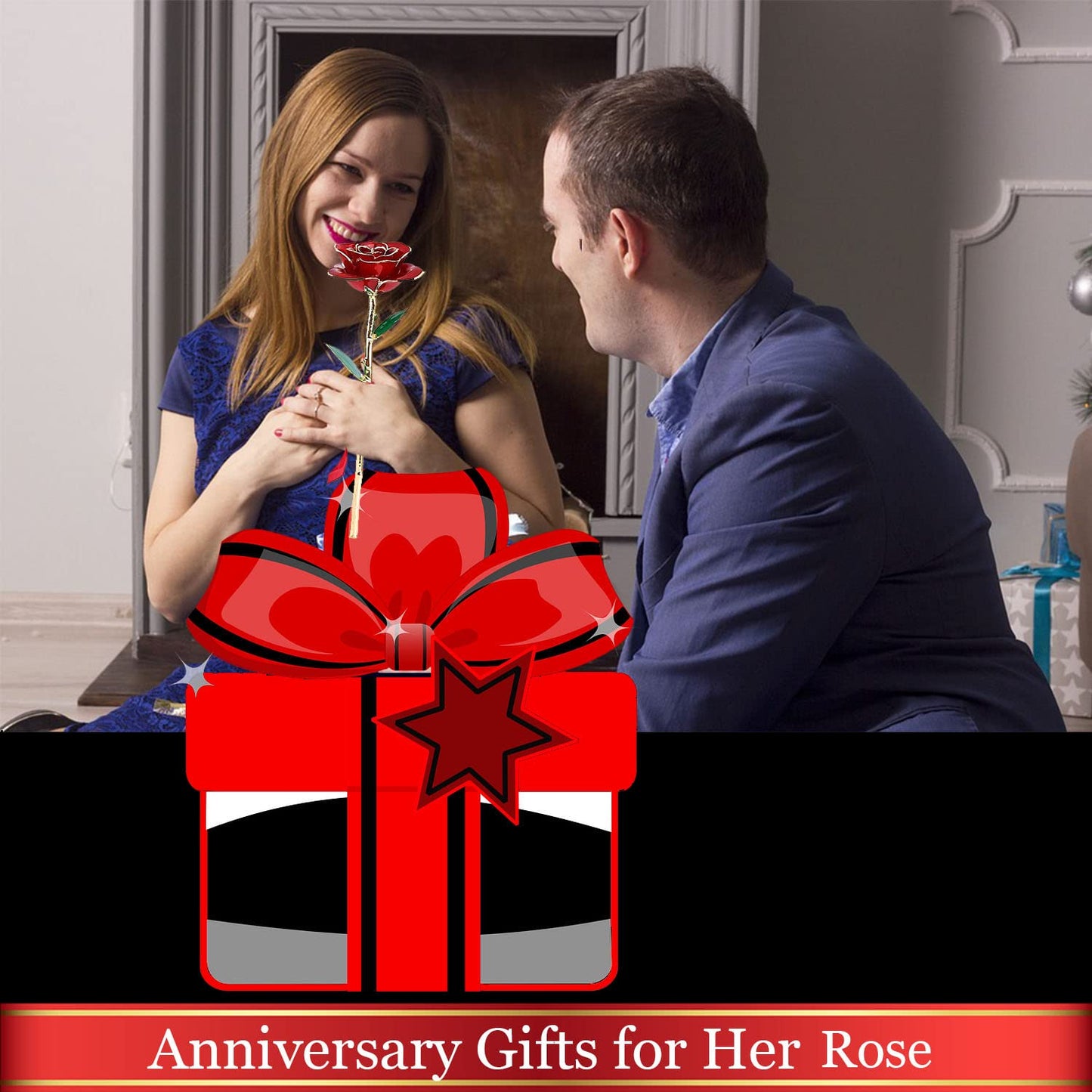 MNIEYU Gold Rose 24K Plated Gold Dipped Rose, Forever Preserved Red Rose Flowers with Stand,Romantic Gift for Valentine's Day and Mothers Day, Anniversary, Birthday,Gifts for Her,Wife,Girlfriend