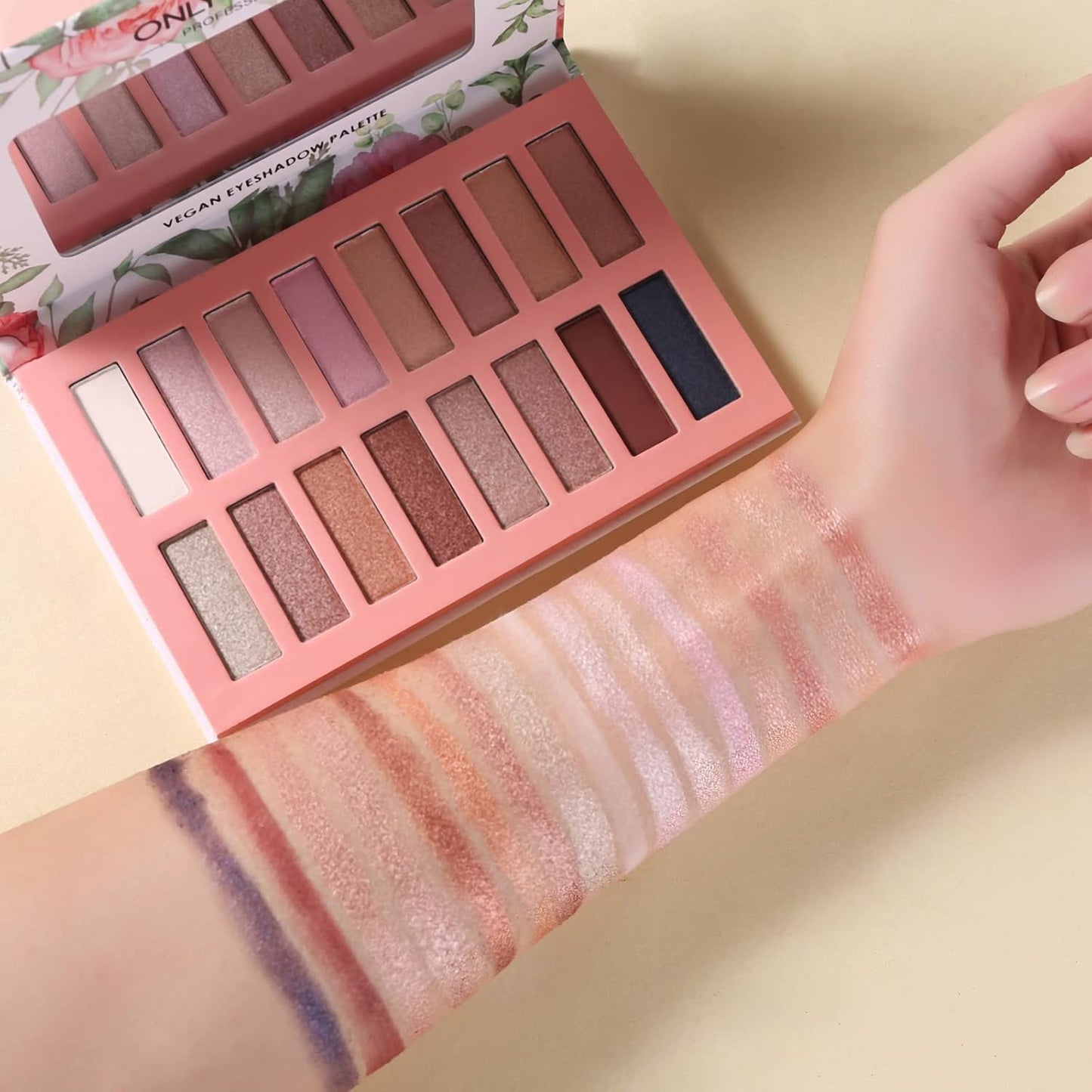 Vegan Eyeshadow Palette, Nude Eyeshadow Palette, 16 Shades Organic Eyeshadow palette high pigmented eyeshadow palette Colorful Eyeshadow Palette Long Lasting Nude Eyeshadow Shimmer Palette