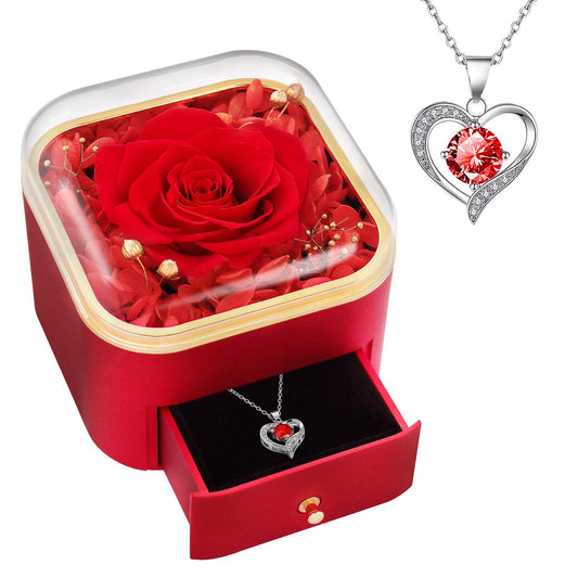 Beferr Valentines Day Gifts for Her Preserved Real Rose with Necklace Eternal Roses Forever Flowers for Delivery Prime Mothers Anniversary Birthday Gifts for Women Mom Grandma Wife Daughter Girlfriend