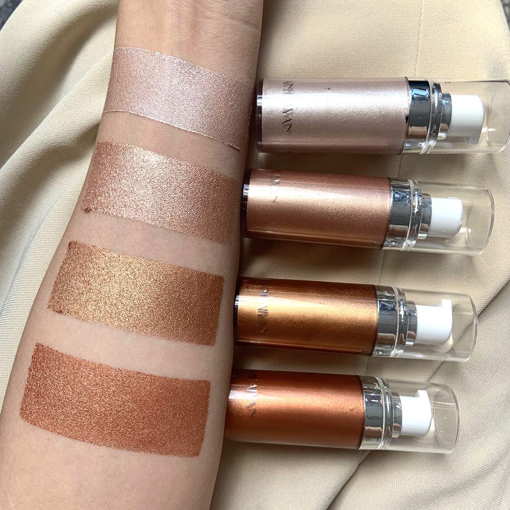 Body Face Luminizer Highlighter Cream Spray Liquid Bronzer Illuminator Glow Glistening Makeup Foundation Cheekbone & Blush Liquid Highlighter Smooth Shimmer Glow Makeup(#01 Pearl White)