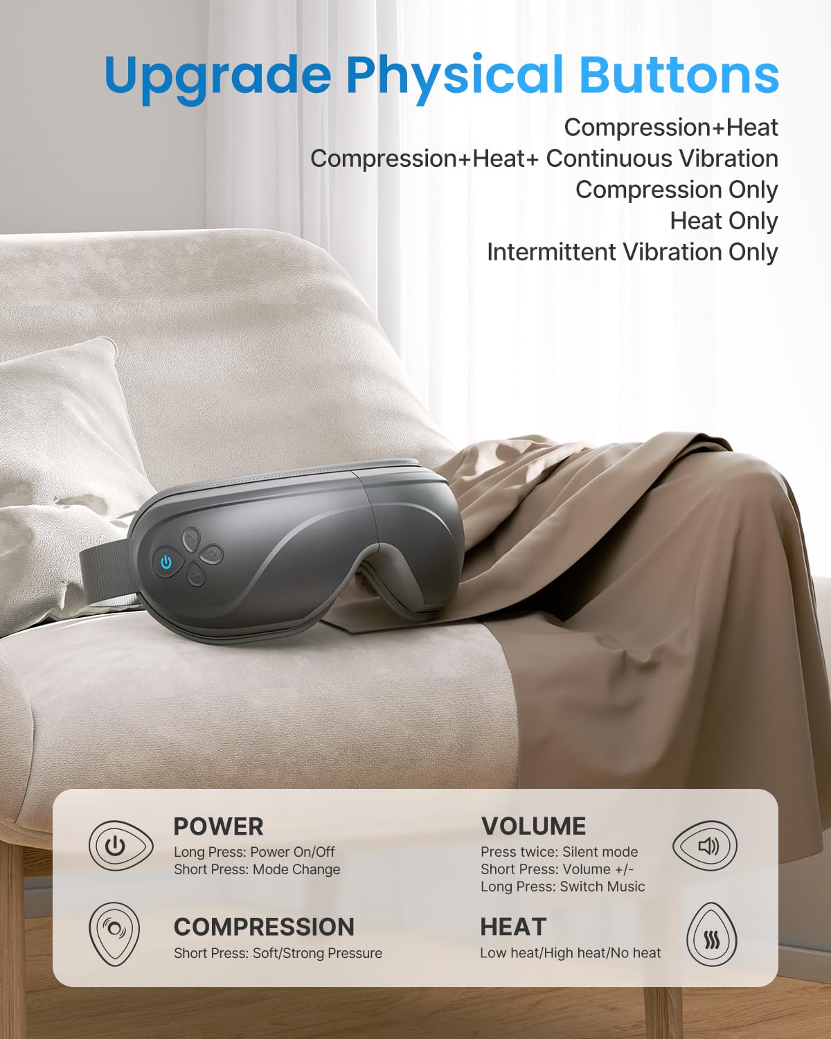 RENPHO Eye Massager with Heat, Valentines Day Gifts for Her Him Birthday Gifts for Women Mom, FSA Eligible HSA Eye Mask for Migraine,Sleep Mask for Dry Eyes Relax, Handheld Massager Eyeris 1