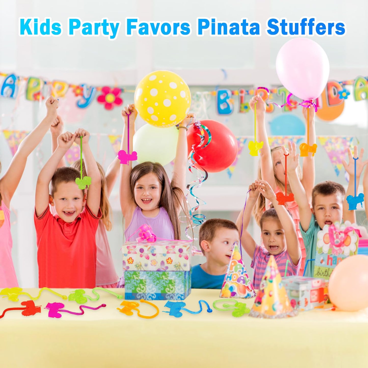 Valentines Sticky Hands Bulk 48PCS Valentines Day Gifts for Kids Classroom Prizes Valentines Party Favors for Kids Stretchy Heart Sticky Hand Toy Valentines Day Goodie Bag Stuffers Kid Party Supplies