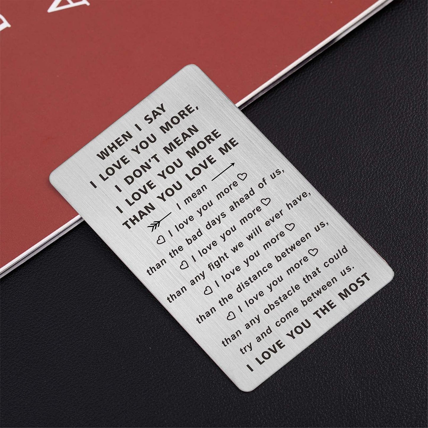TANWIH When I Say I Love You More Wallet Card, Romantic Valentines Day Cards, I Love You Gifts for Him Her, Valentines Gifts for Men, Anniversary Card for Husband, Long Distance Present for Boyfriend