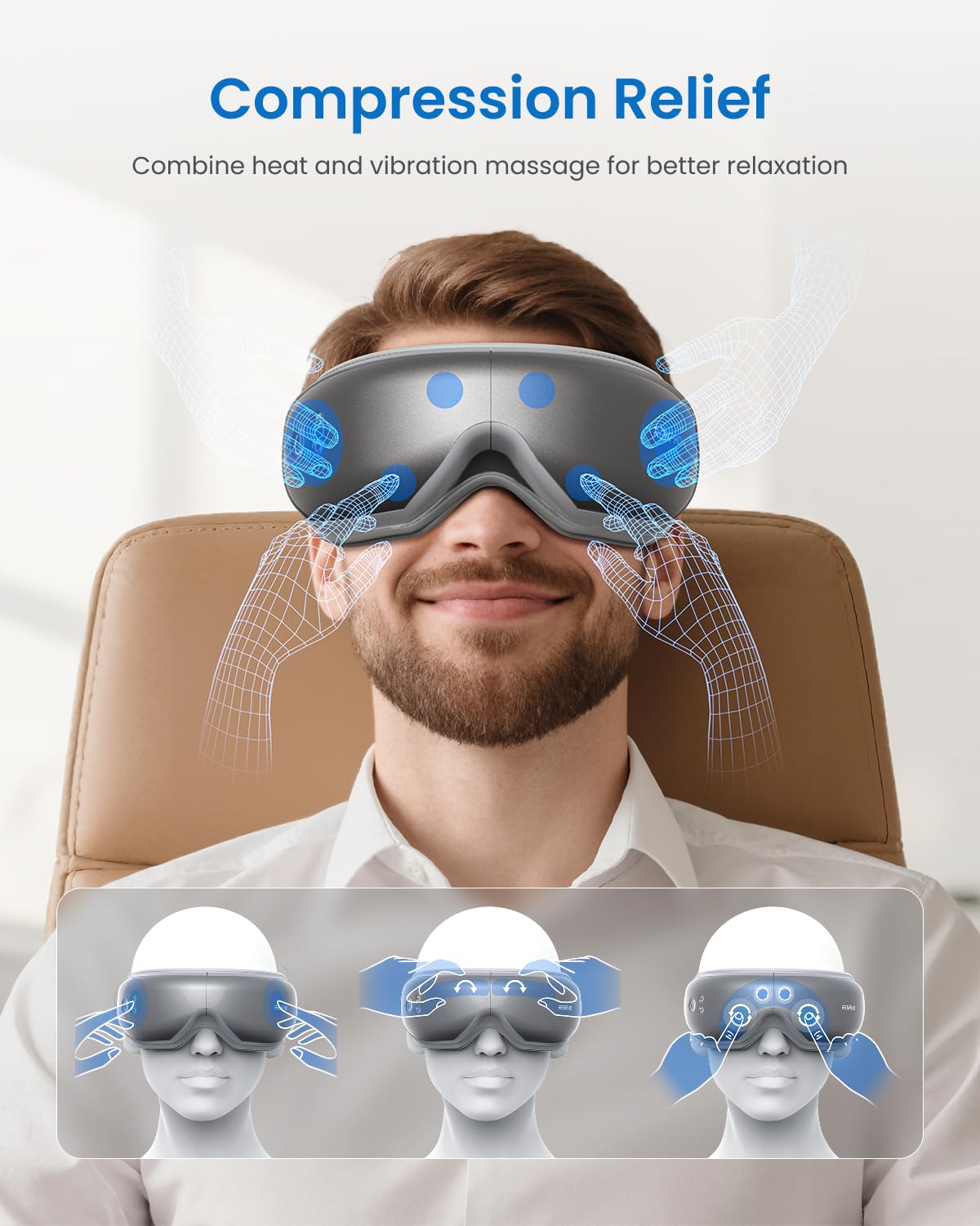 RENPHO Eye Massager with Heat, Valentines Day Gifts for Her Him Birthday Gifts for Women Mom, FSA Eligible HSA Eye Mask for Migraine,Sleep Mask for Dry Eyes Relax, Handheld Massager Eyeris 1