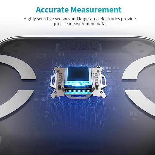 Smart Scale for Body Weight, Digital Bathroom Scale LED Display, BMI, Body Fat, Muscle Mass 18 Body Composition Monitor Health Analyzer Sync Fitness Apps (Blue)