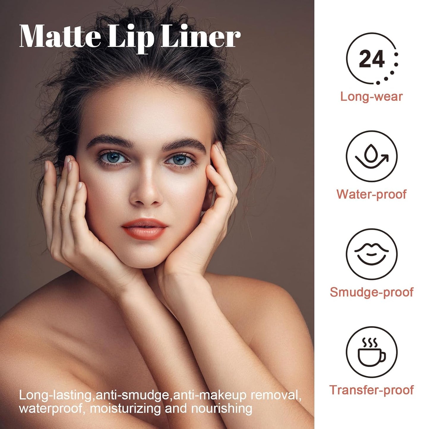 Lip Stain - Long Wear Tattoo Lip Liner, Waterproof & Transfer-proof Peel Off Lip Stain with Matte Finish, Lip Tint For All Skin Types, Great Gifts for Women (Coral)