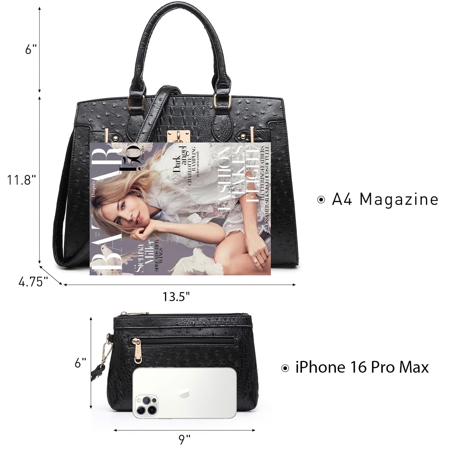 Dasein Women Handbags and Purses Ladies Shoulder Bag Top Handle Satchel Tote Work Bag with Wallet