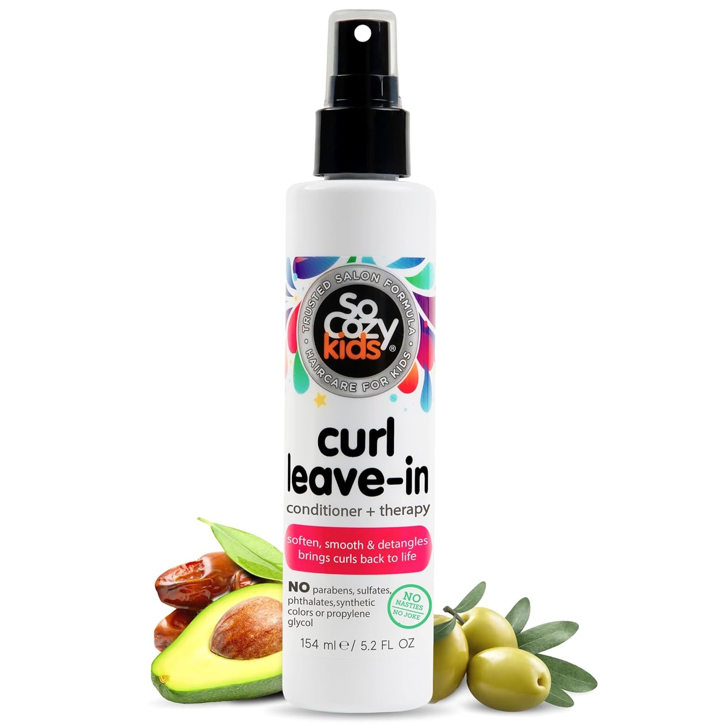 SoCozy Leave-In Conditioner Spray | 8 Fl Oz | Tangle-Free Detangler for Kids' Curly Hair