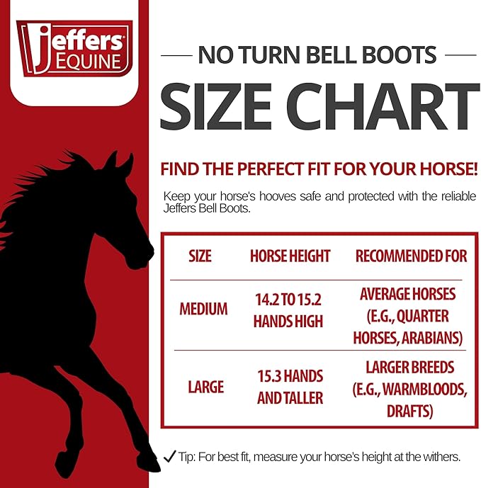 Jeffers Equine No Turn Bell Boots for Horses - Grey, Medium | Shock Absorbing Hoof Protection | Secure Double Hook & Loop Closure, Perfect for Travel, Turnout, Training, & Riding - 1 Pair