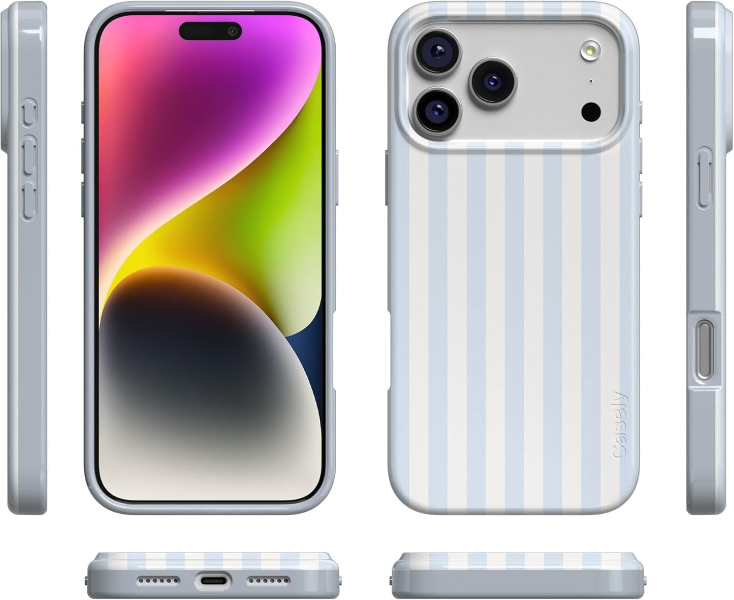 Casely iPhone 17 Pro Case | Blue Stripes | Sunday Best | Compatible with MagSafe | Classic Ultra Slim Design