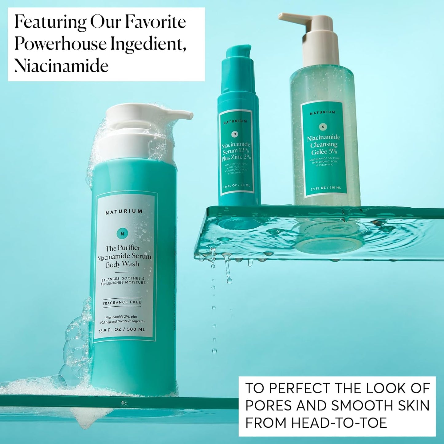 Niacinamide Body Wash | Cleansing & Hydrating Gel-Serum | 16.9 oz | Paraben-Free