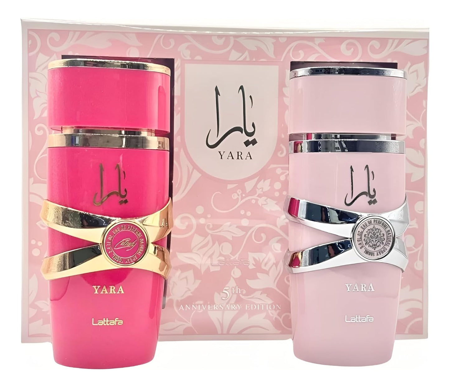 Lattafa Yara 5th Anniversary Eau de Parfum Gift Set | Floral & Fruity | 2 x 3.4 Oz
