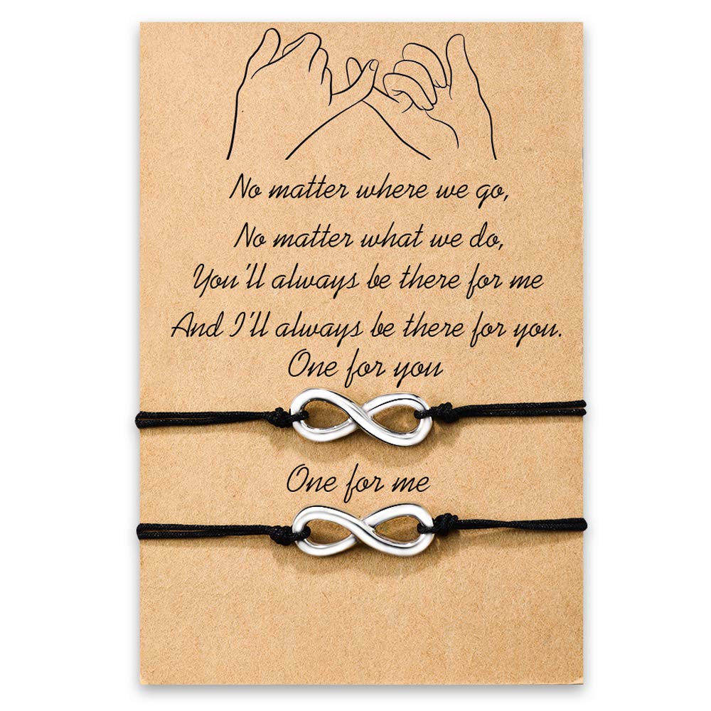 MANVEN Matching Bracelets for Couples Best Friends Pinky Promise Bracelets Birthday Gifts for Family Sister Women Men