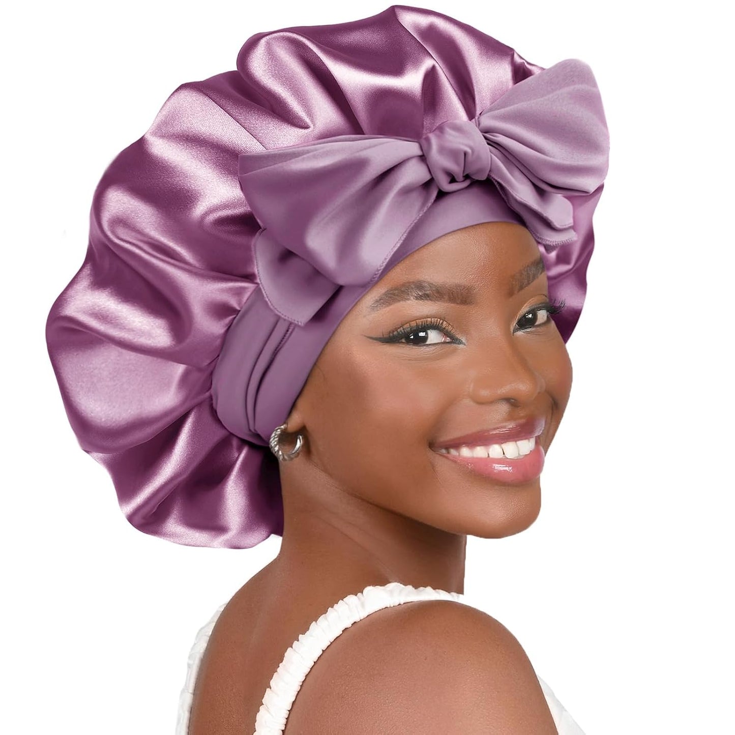 Silk Sleeping Bonnet for Women | Double Layer Satin Lined | Burgundy