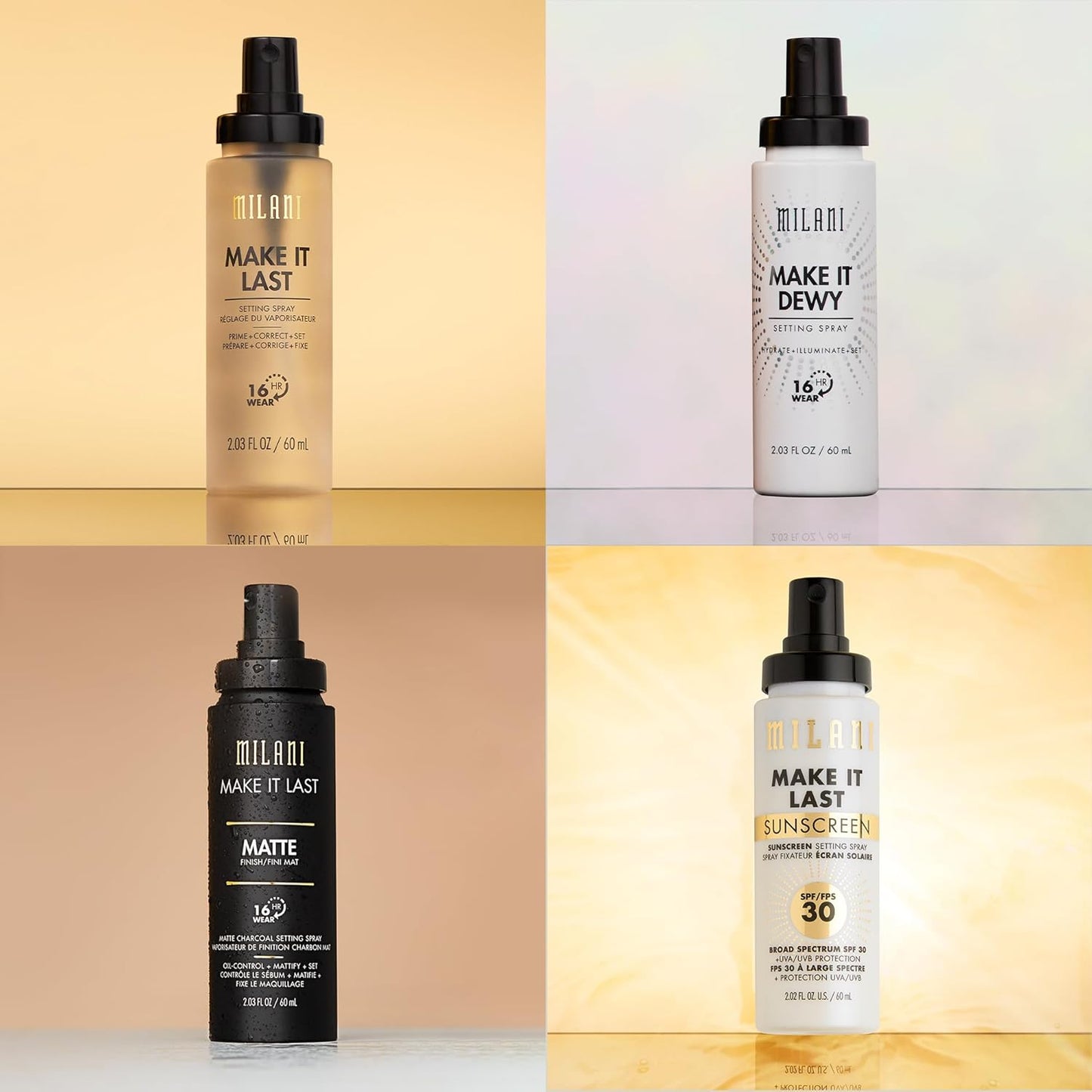 Milani Setting Spray & Primer 2-Pack | Hydrating Niacinamide & Matte Charcoal