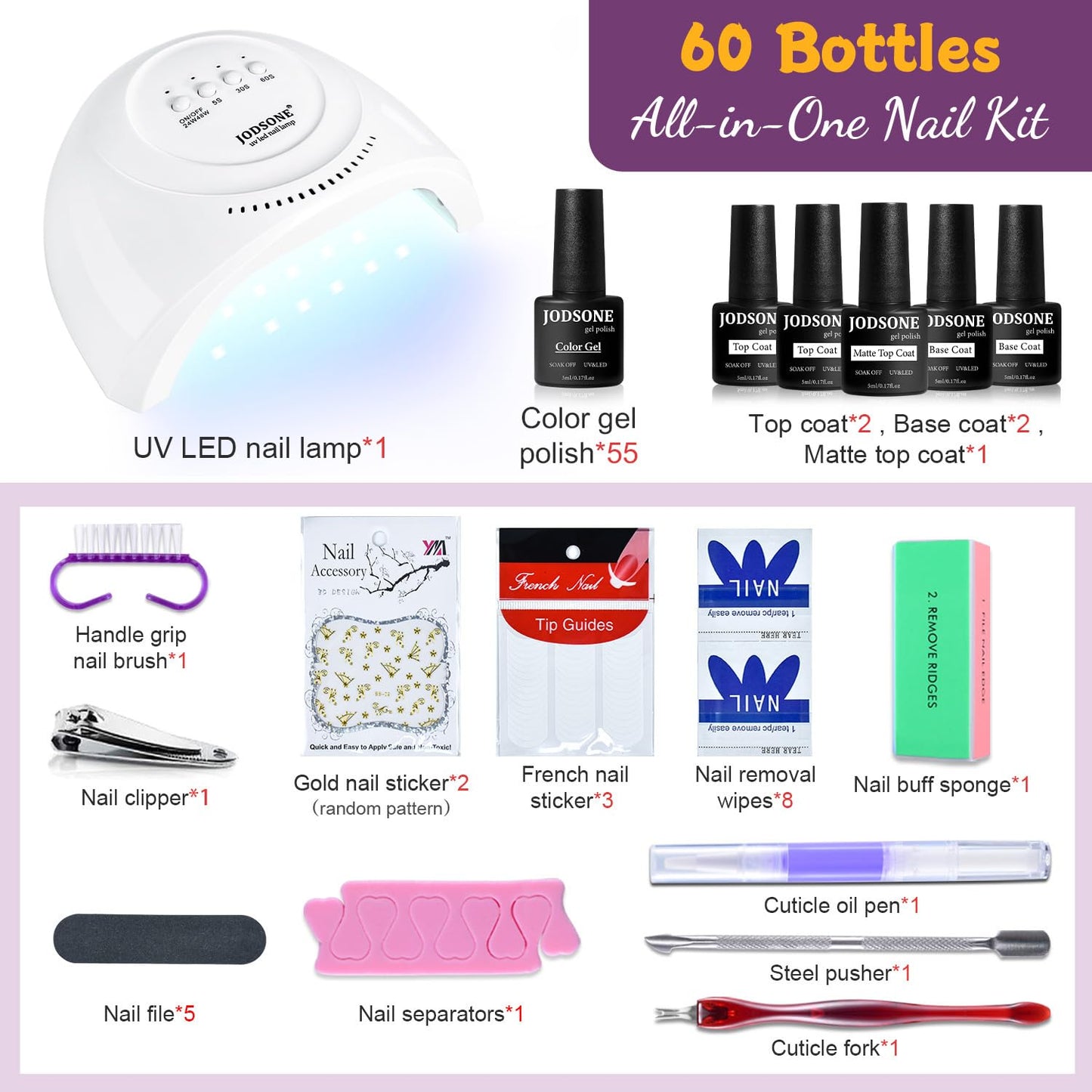 23-Piece Colorful Gel Nail Polish Kit | Classic Matte & Glossy Top Coats