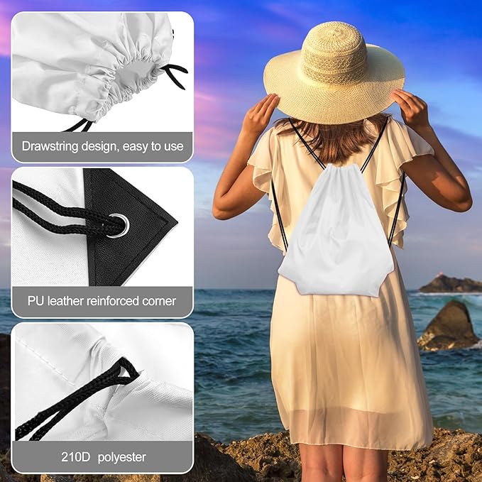 KUUQA 50Pcs White Drawstring Backpack Bulk Drawstring Bags String Bags Storage Bags Gym Backpack for Sport Gym Traveling