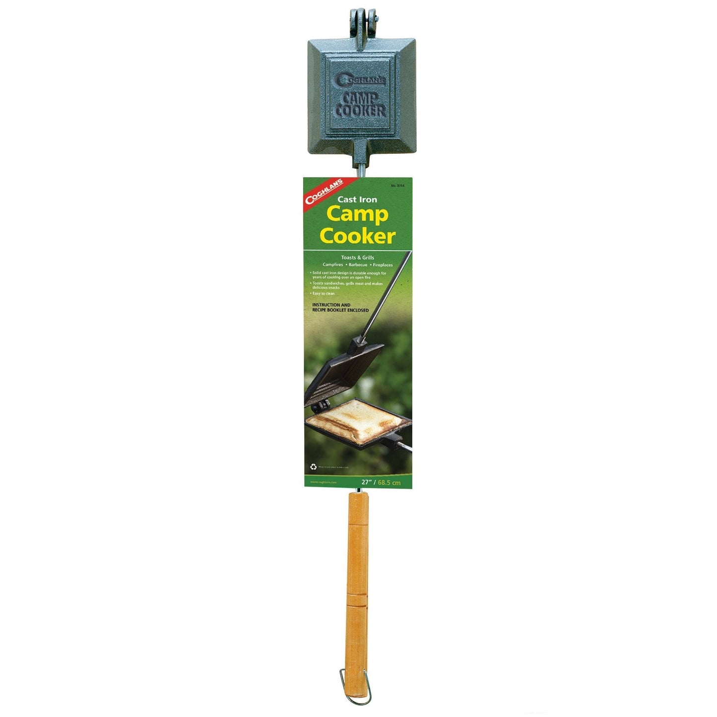 Coghlan's Cast Iron Camp Cooker - Pre-Seasoned Pie Iron Sandwich Maker with Heat-Resistant, Removable Handles, Easy-to-Clean for Toasted Pies, Grilled Sandwiches, and Meats, For Campfire Cooking